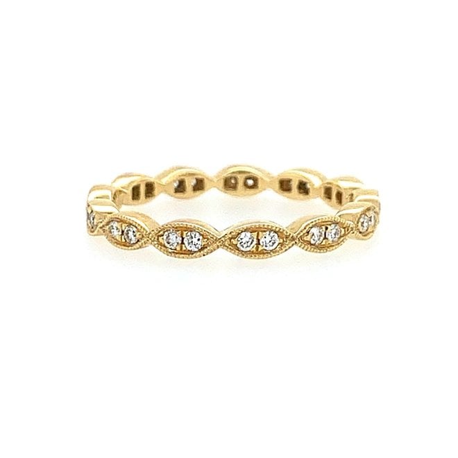 Yellow gold pod diamond stackable ring