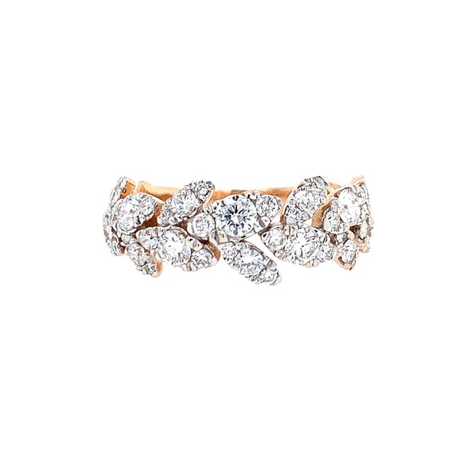 Diamond leaf band-rose gold