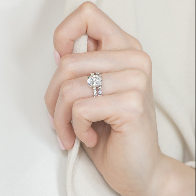 The Mona - custom oval diamond engagement ring.