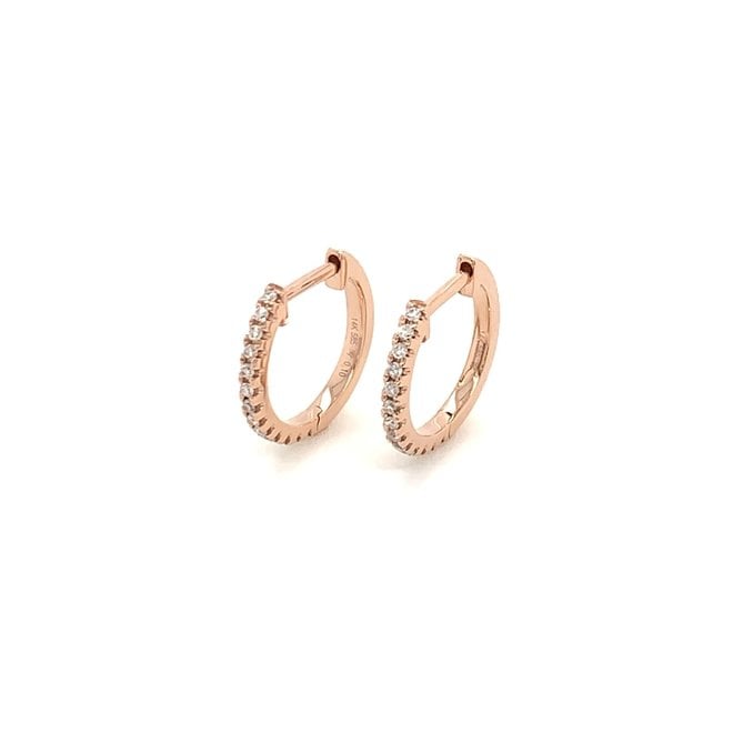 Diamond pave huggie earrings - rose gold