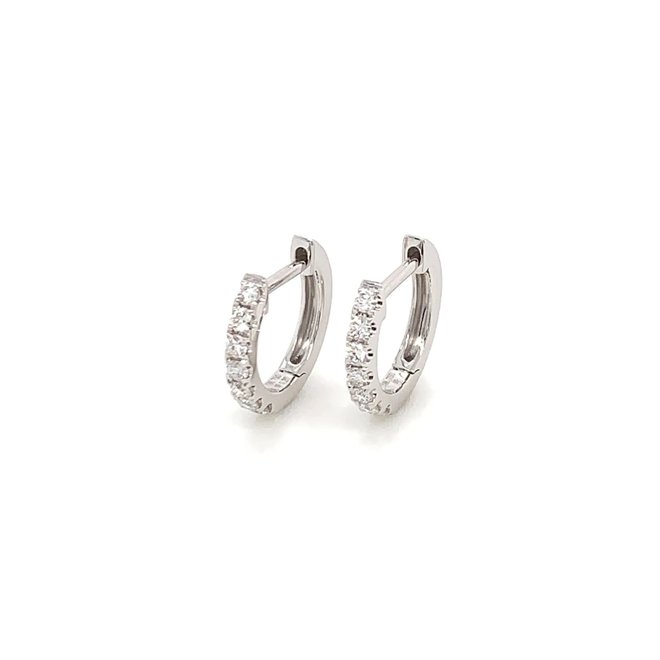 White gold diamond huggie earrings