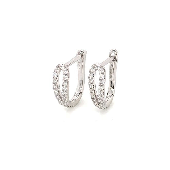 Elegant white gold diamond huggie earrings