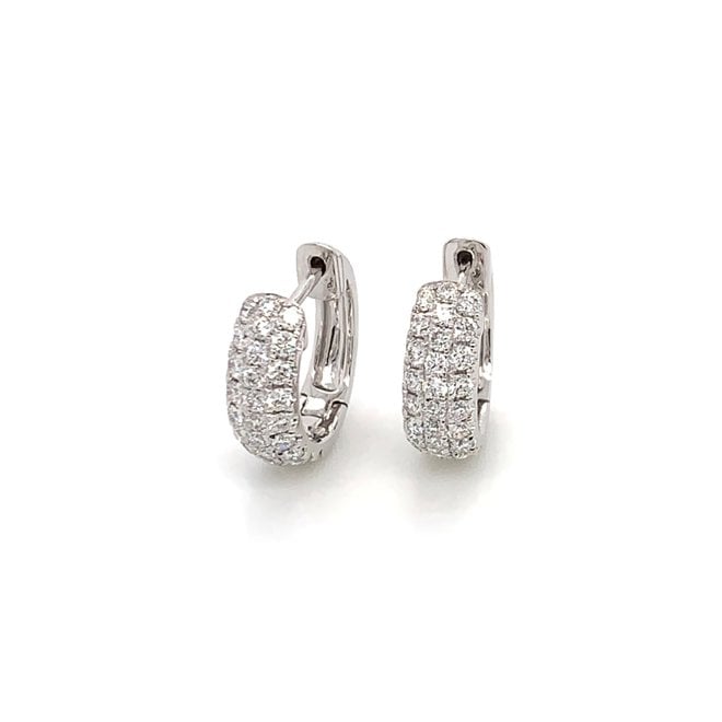 White gold pave diamond huggie earrings