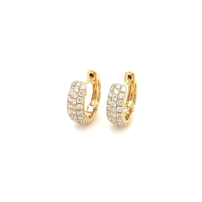 Yellow gold pave diamond huggie earrings