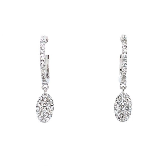 Oval diamond cluster drop earrings