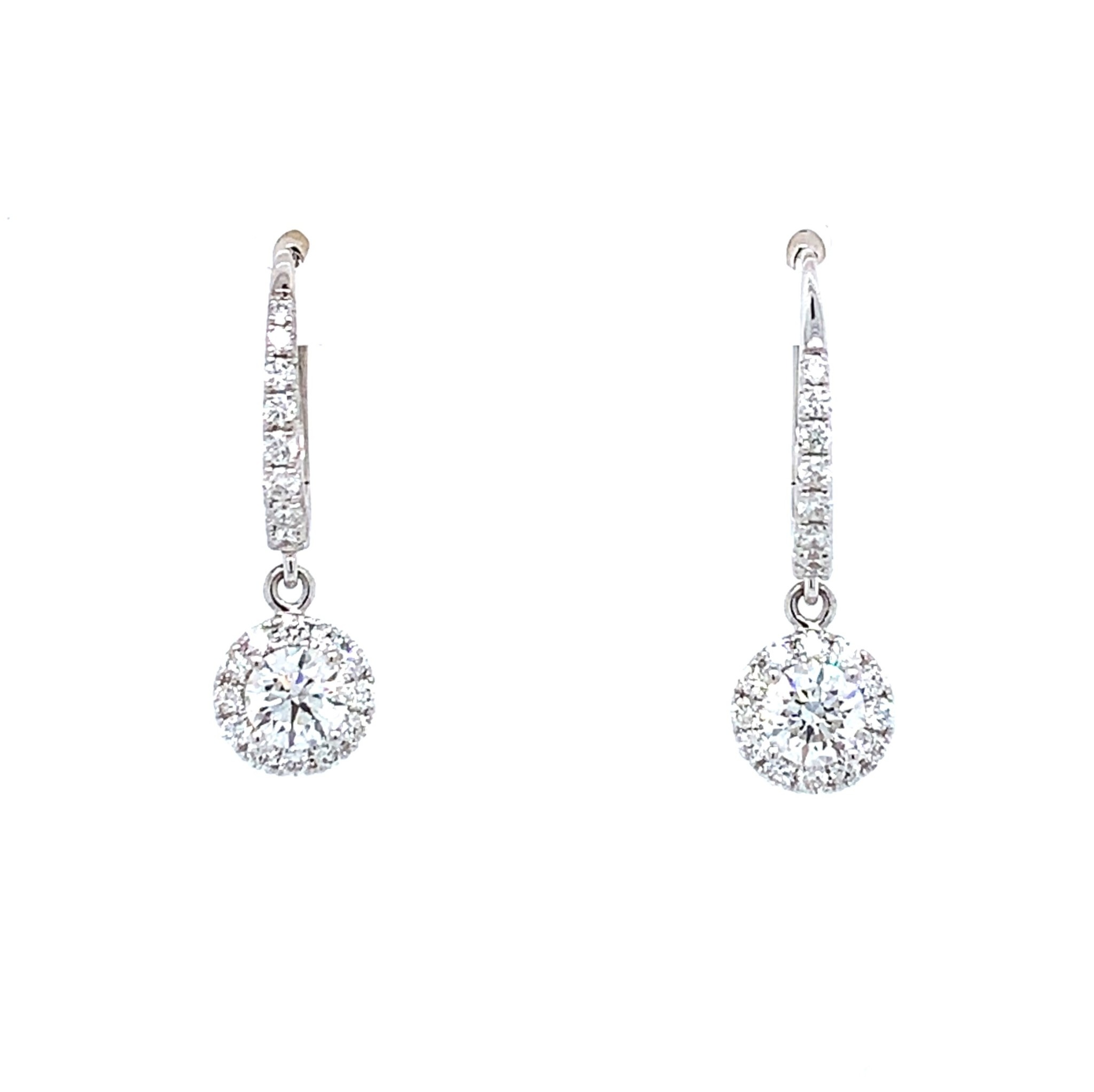 Diamond Halo Drop Earrings - Minichiello Jewellers