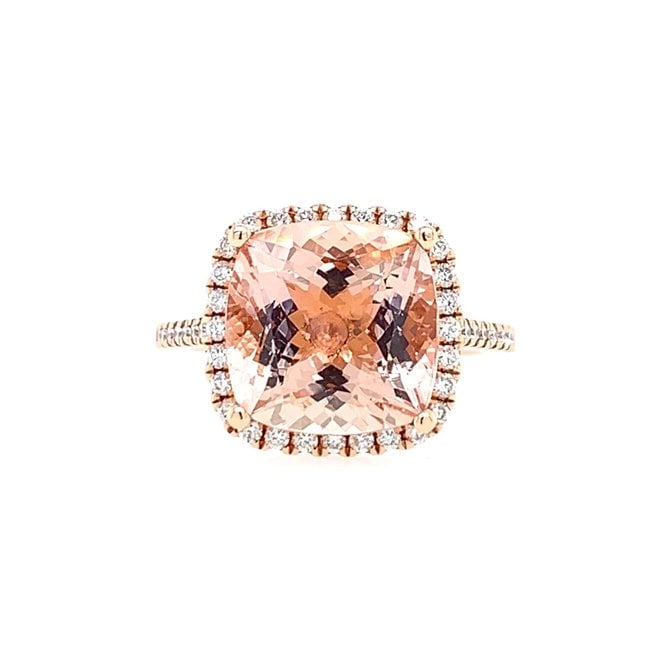 Morganite and diamond ring - large