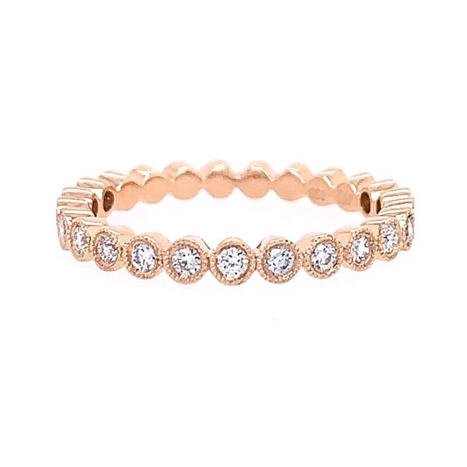 Rose gold diamond bezel set stackable band