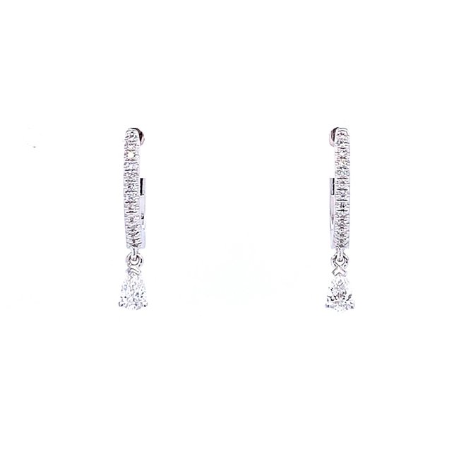 Pear shape diamond drop earrings - petite