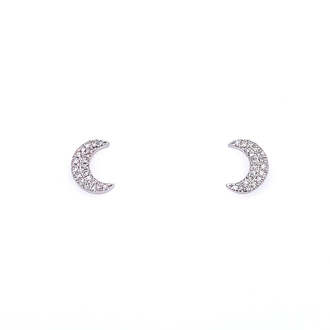 Diamond crescent moon stud earrings