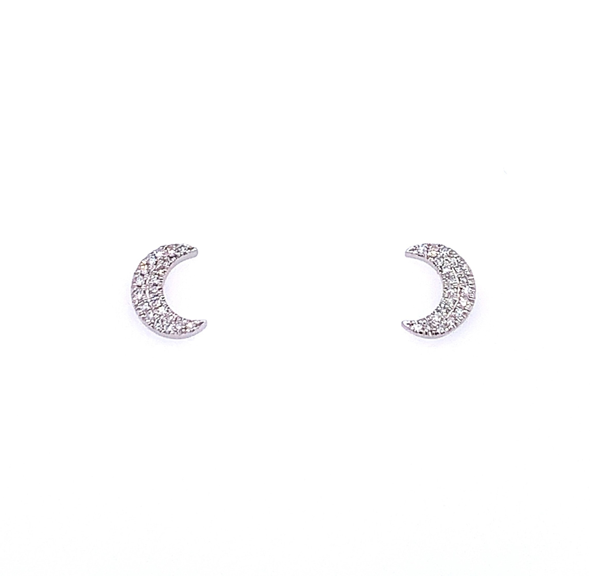Crystal Crescent Moon Stud Earring -2 Colors – Neshe Fashion Jewelry