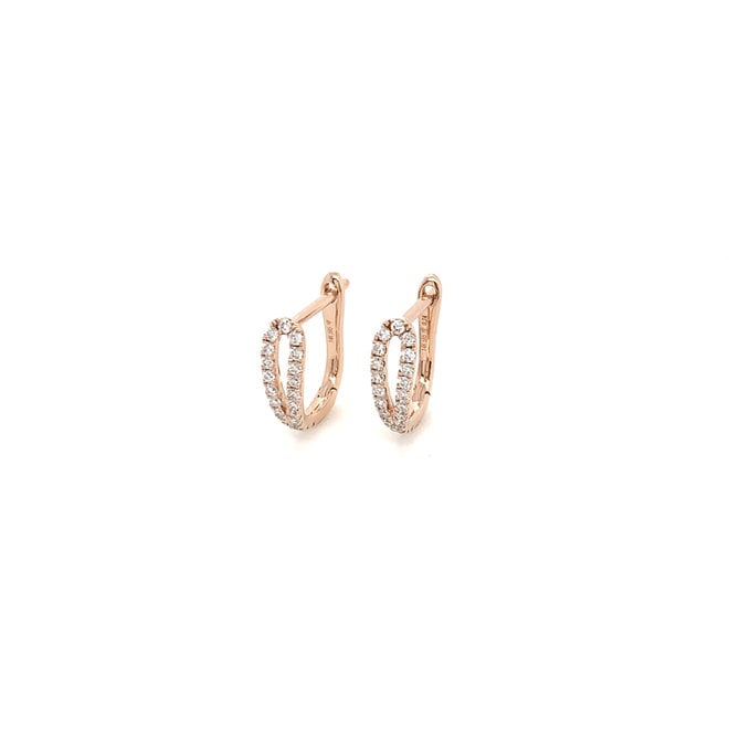 Elegant rose gold diamond huggie earrings