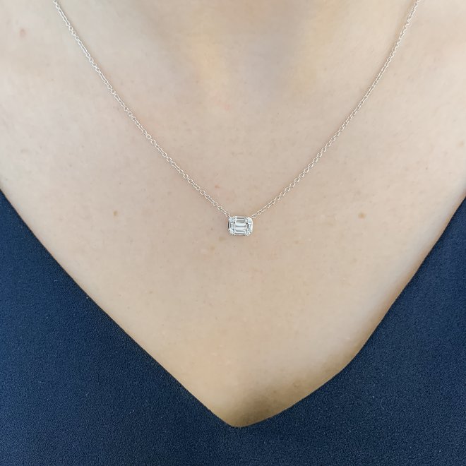 Emerald shape diamond pendant