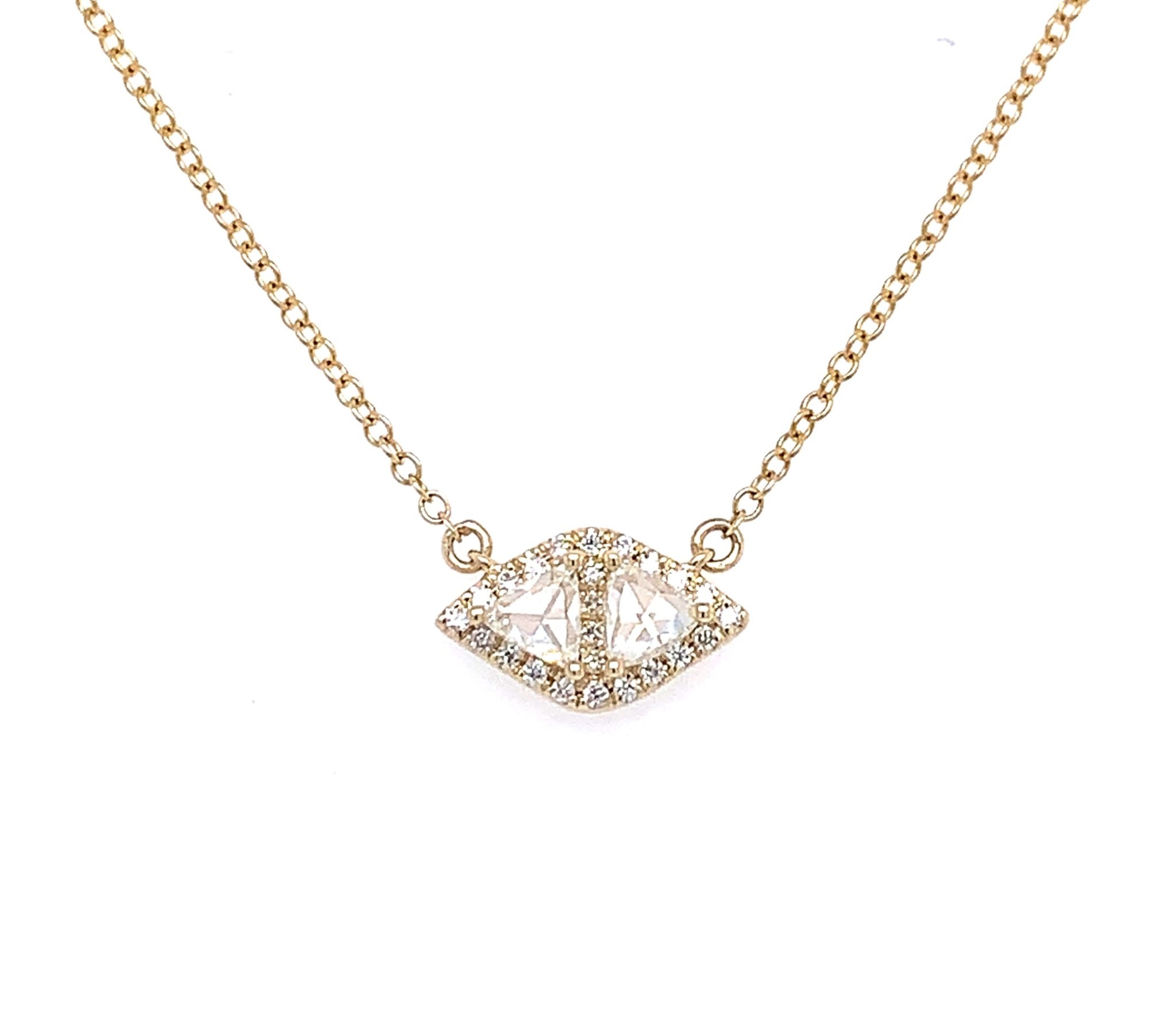 Double Trillion Diamond Halo Pendant 