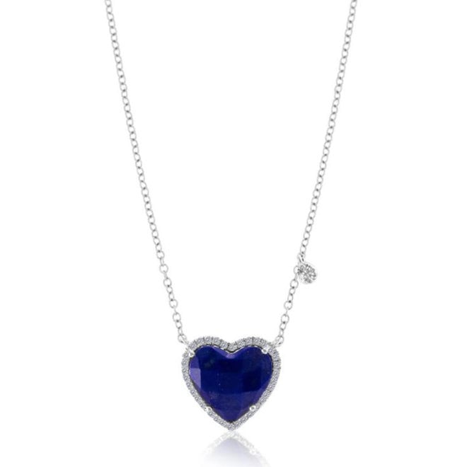 Diamond and lapis heart pendant