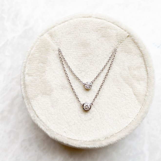 Bezel set diamond necklace-medium