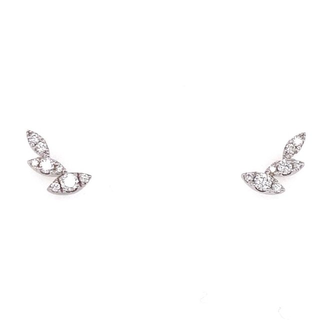 Diamond leaf earrings - white gold