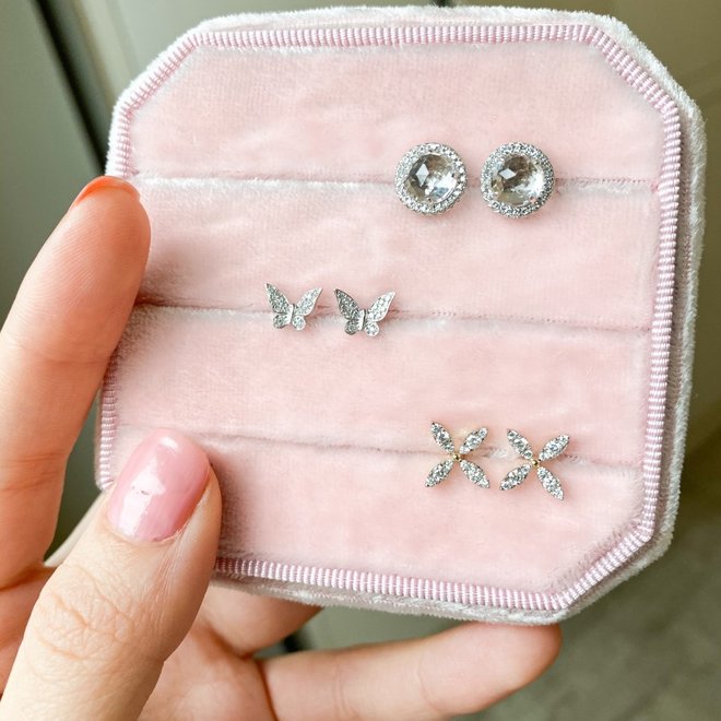 Diamond Butterfly Stud Earrings