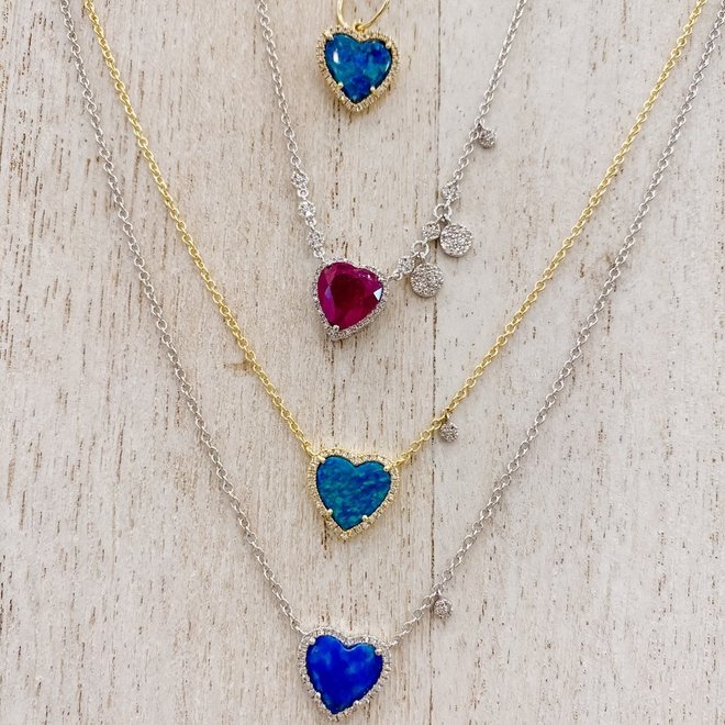 Opal And Diamond Heart Pendant - Minichiello Jewellers