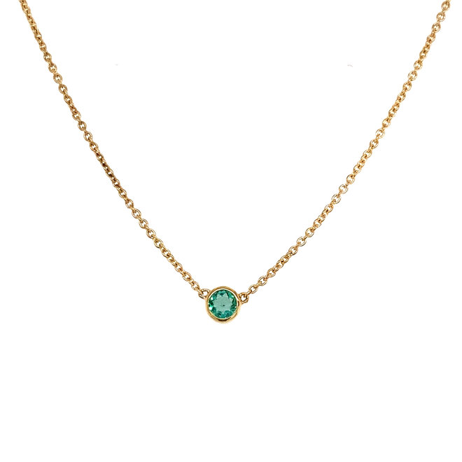 Bezel set birthstone necklace - emerald