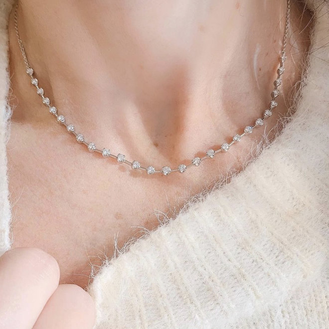 Diamond link collar necklace