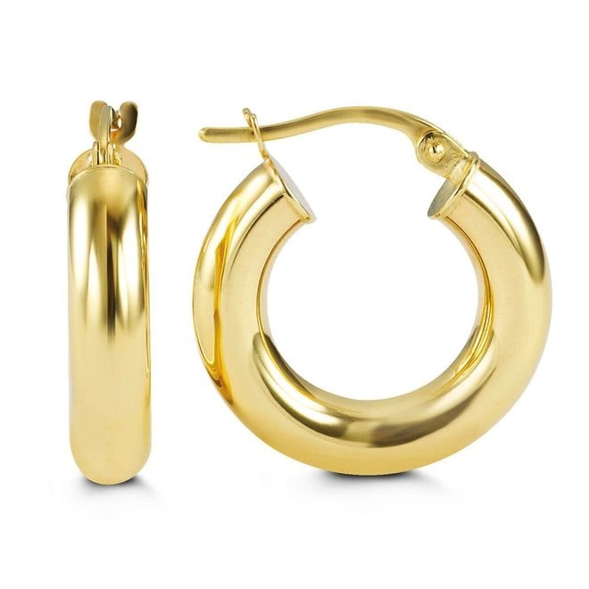 Petite wide gold hoop earrings - yellow gold
