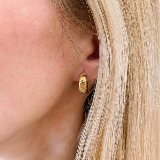 Gold huggie style hoop earrings