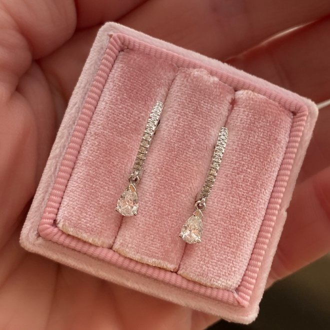 Pear shape diamond drop earrings