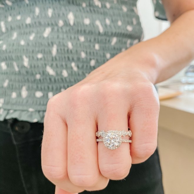 The Crestina - custom diamond halo engagement ring