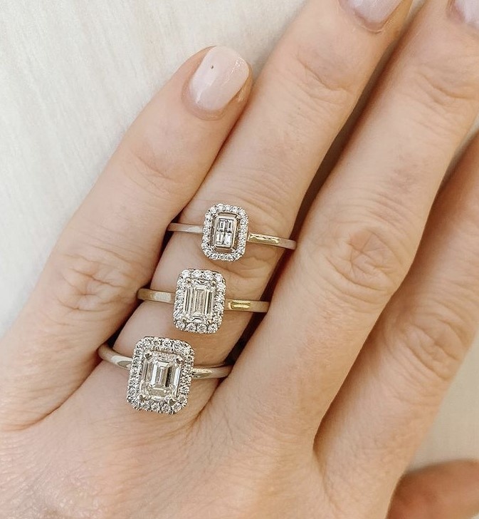Feyre Emerald Cut Diamond Cluster Ring - OOAK | Olivia Ewing