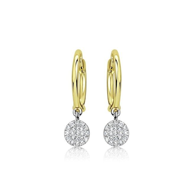 Diamond disc drop earrings