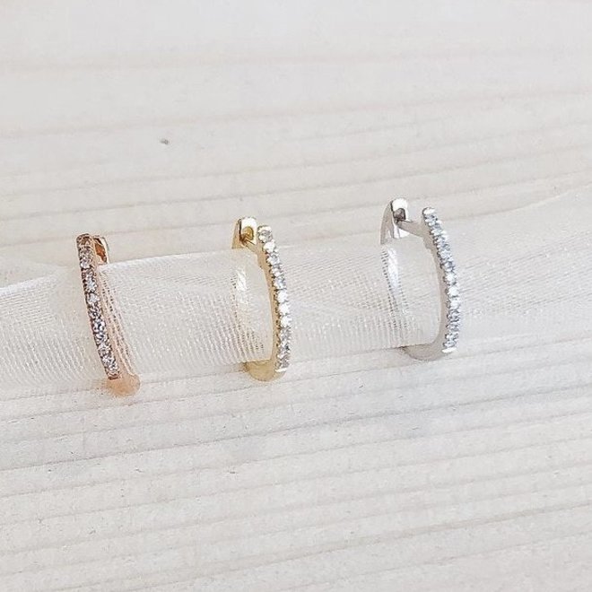 Diamond Huggie Earrings-yellow gold