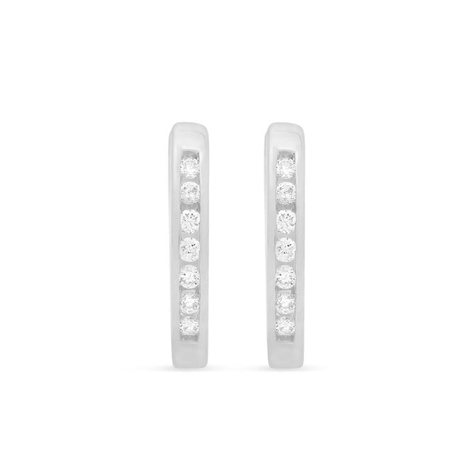 Children's white gold diamond huggie earrings