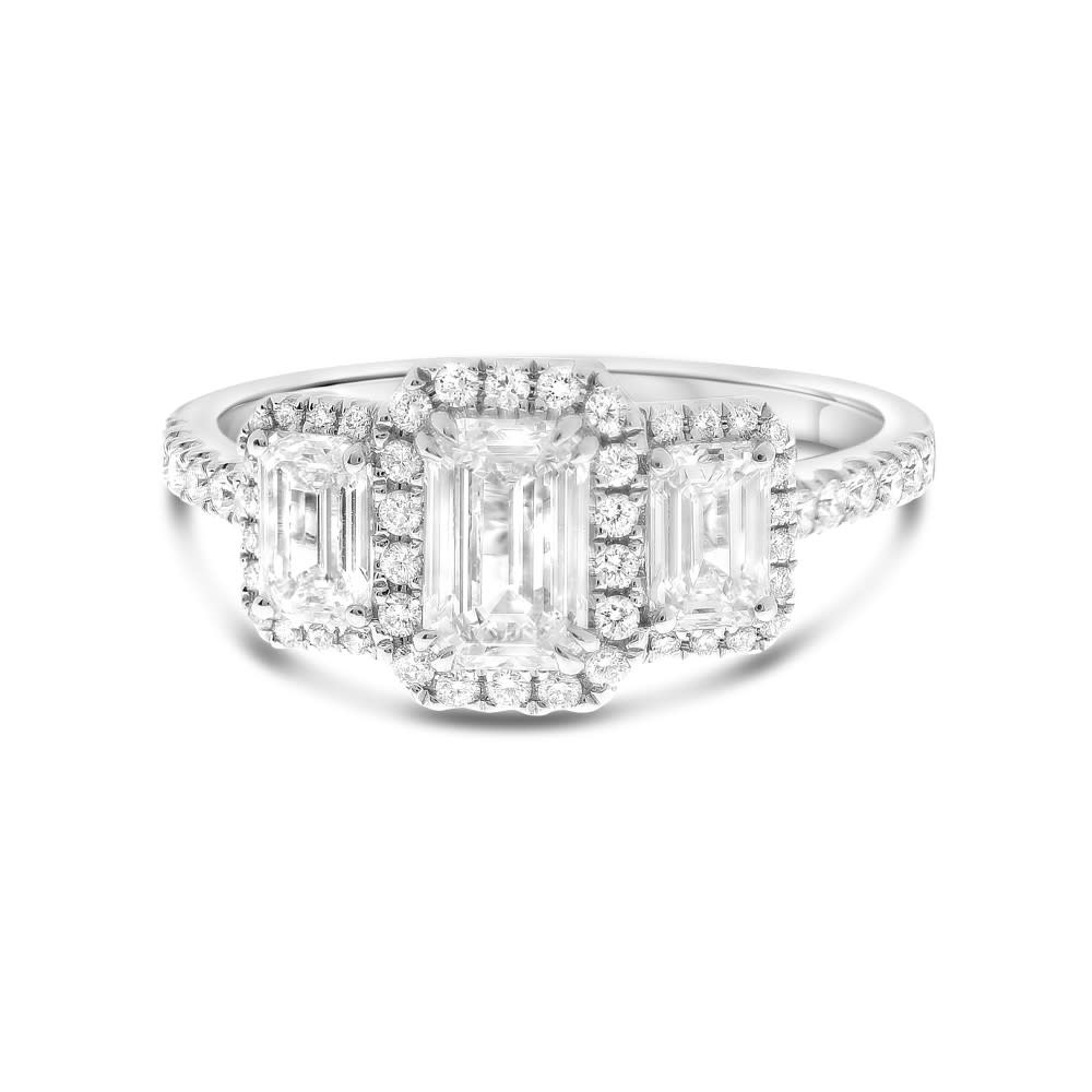 Emerald Cut Diamond Halo Ring Minichiello Jewellers