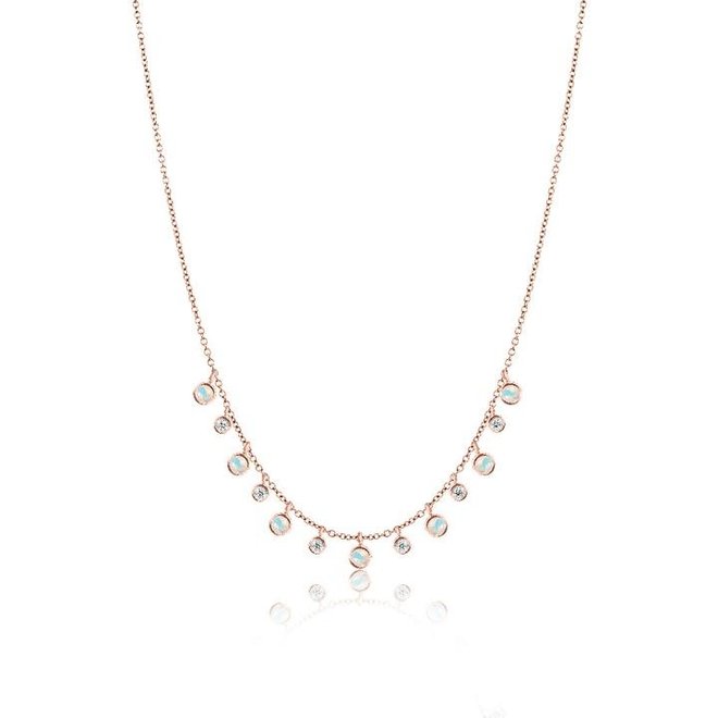 Opal and diamond layering necklace