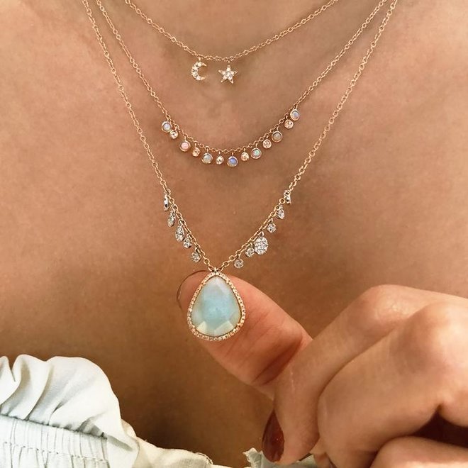 Opal and diamond layering necklace