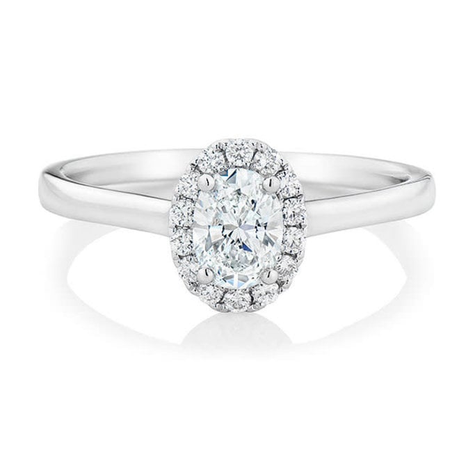 The Lily - 0.70ct oval diamond halo engagement ring