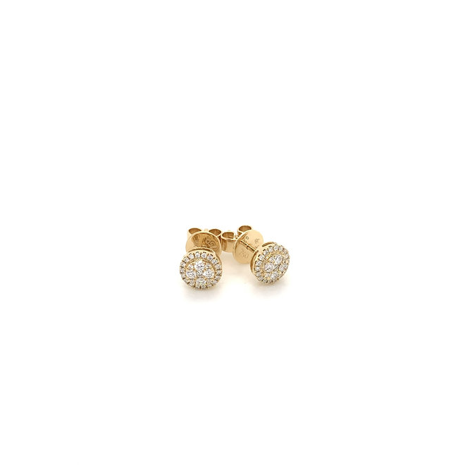 Round diamond halo cluster stud earrings