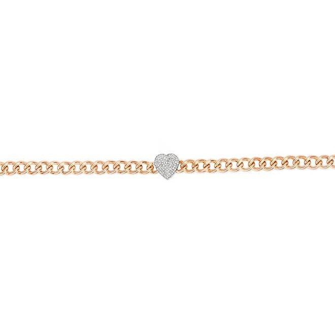 Diamond heart cable link bracelet