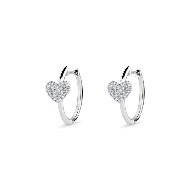 Diamond pave heart  huggie earrings