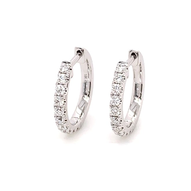 Diamond micro pave hoop earrings