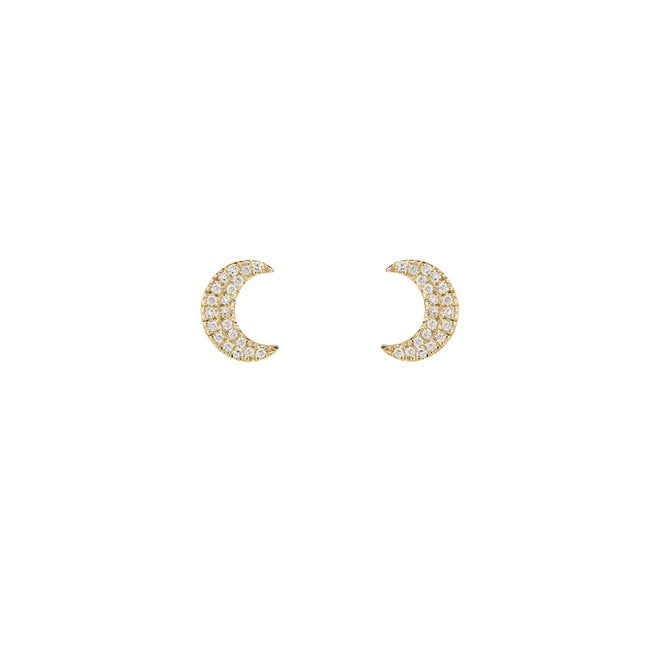 Diamond crescent moon stud earrings