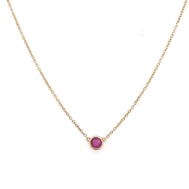 Bezel set birthstone necklace - ruby