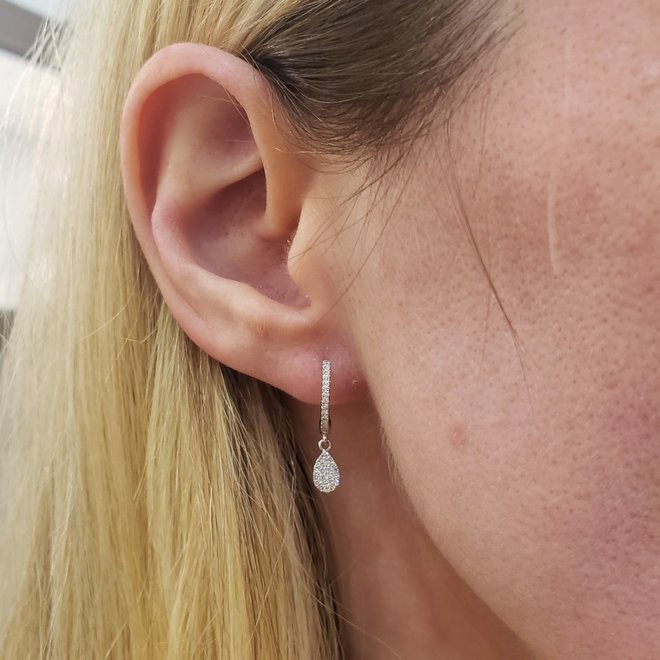 Pear diamond cluster drop earrings