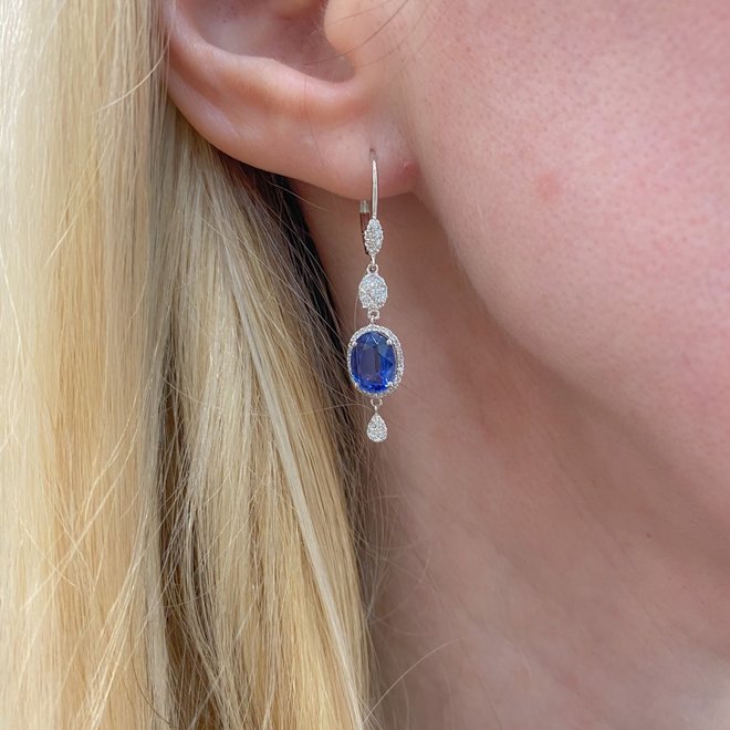 Elegant kyanite and diamond drop earrings