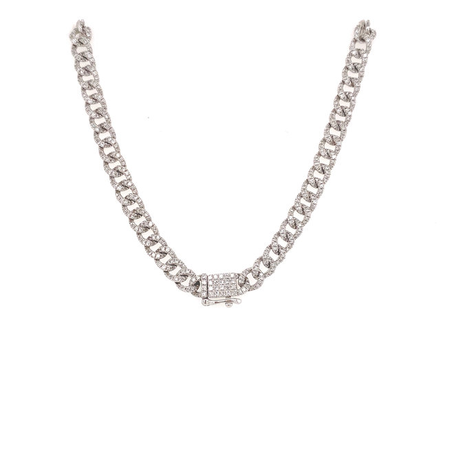Diamond curb link necklace