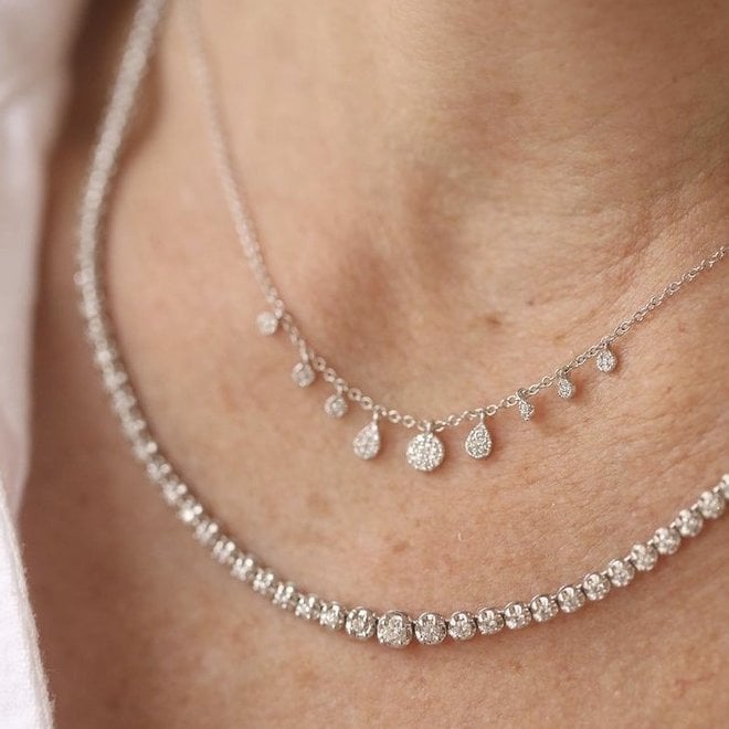 Classic diamond tennis necklace