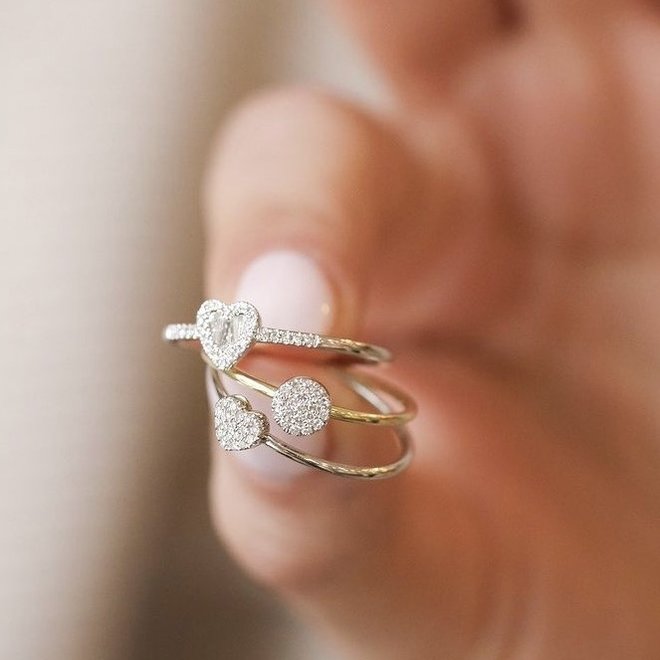 Petite diamond heart ring