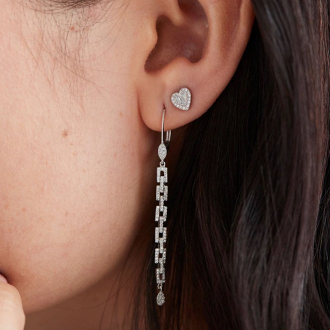 Geometric diamond drop earrings