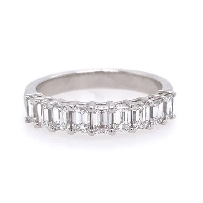 Petite emerald cut diamond band